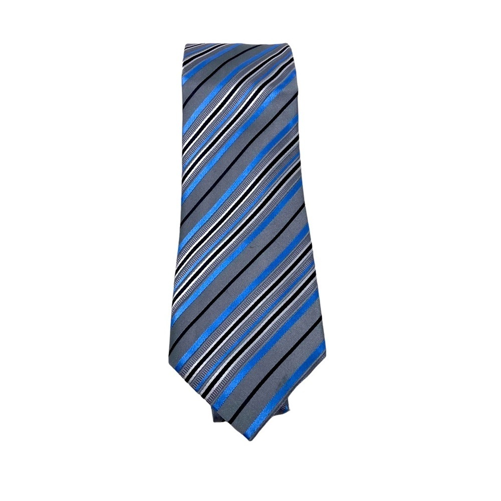 Geoffrey Beene Blue and Gray Stripes Necktie.